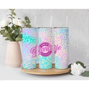 Come on Barbie, Let's go Party, Leopard Print - 20oz Skinny Tumbler